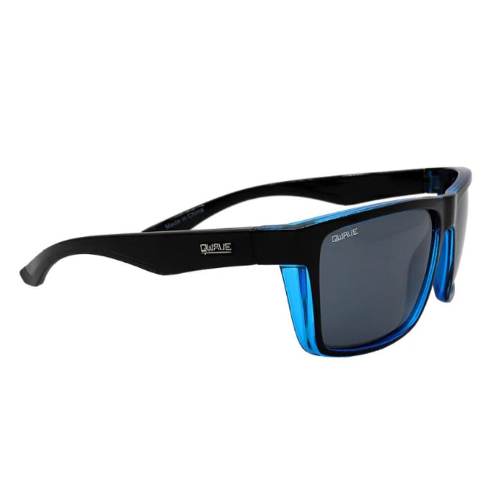 QWAVE Collection‎ Jay Polarized Sunglasses, Shiny Black / Blue Spray